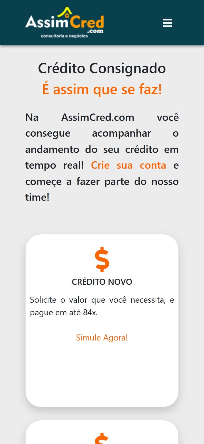 Tela do projeto AssimCred