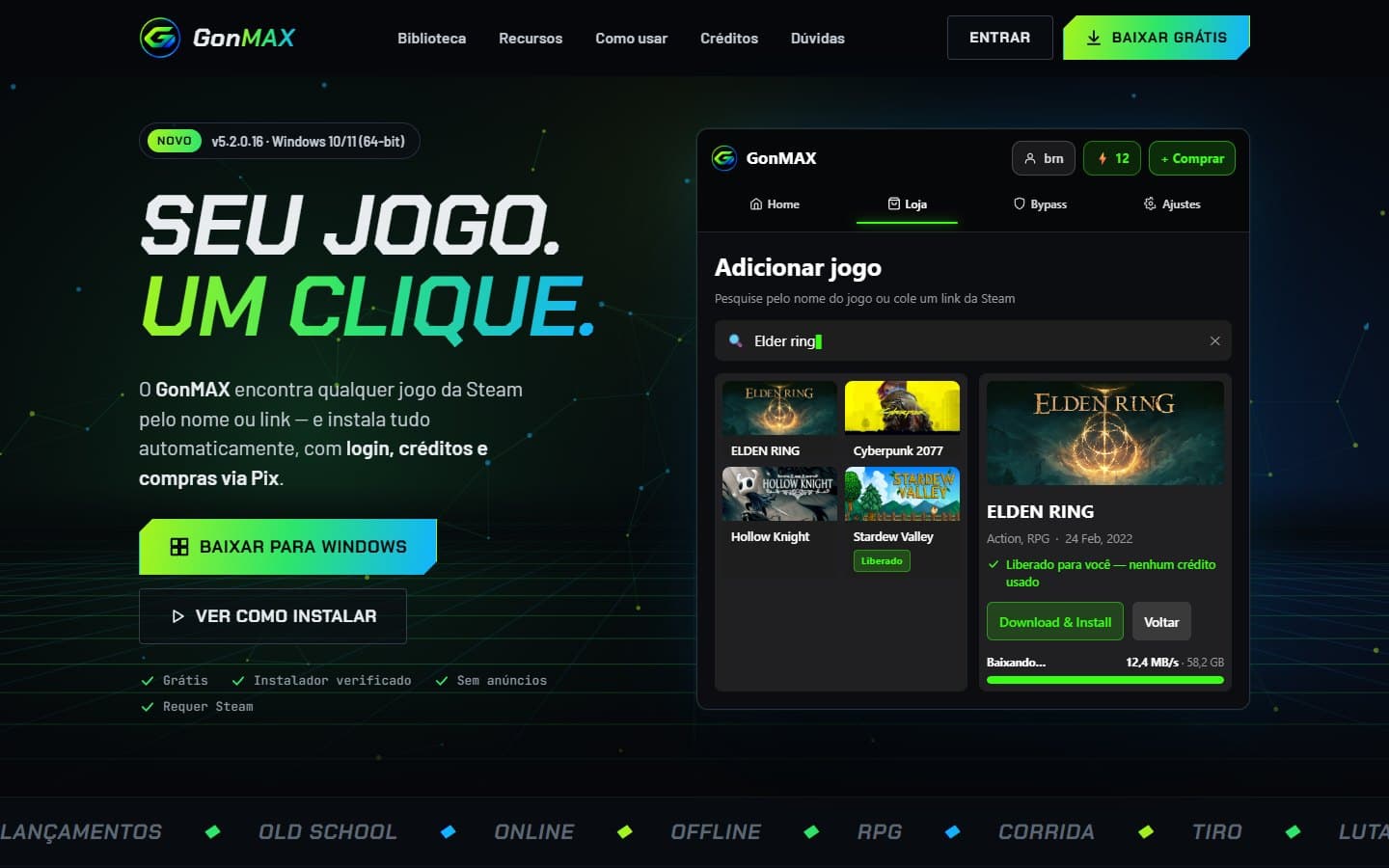 Tela do projeto GonMAX