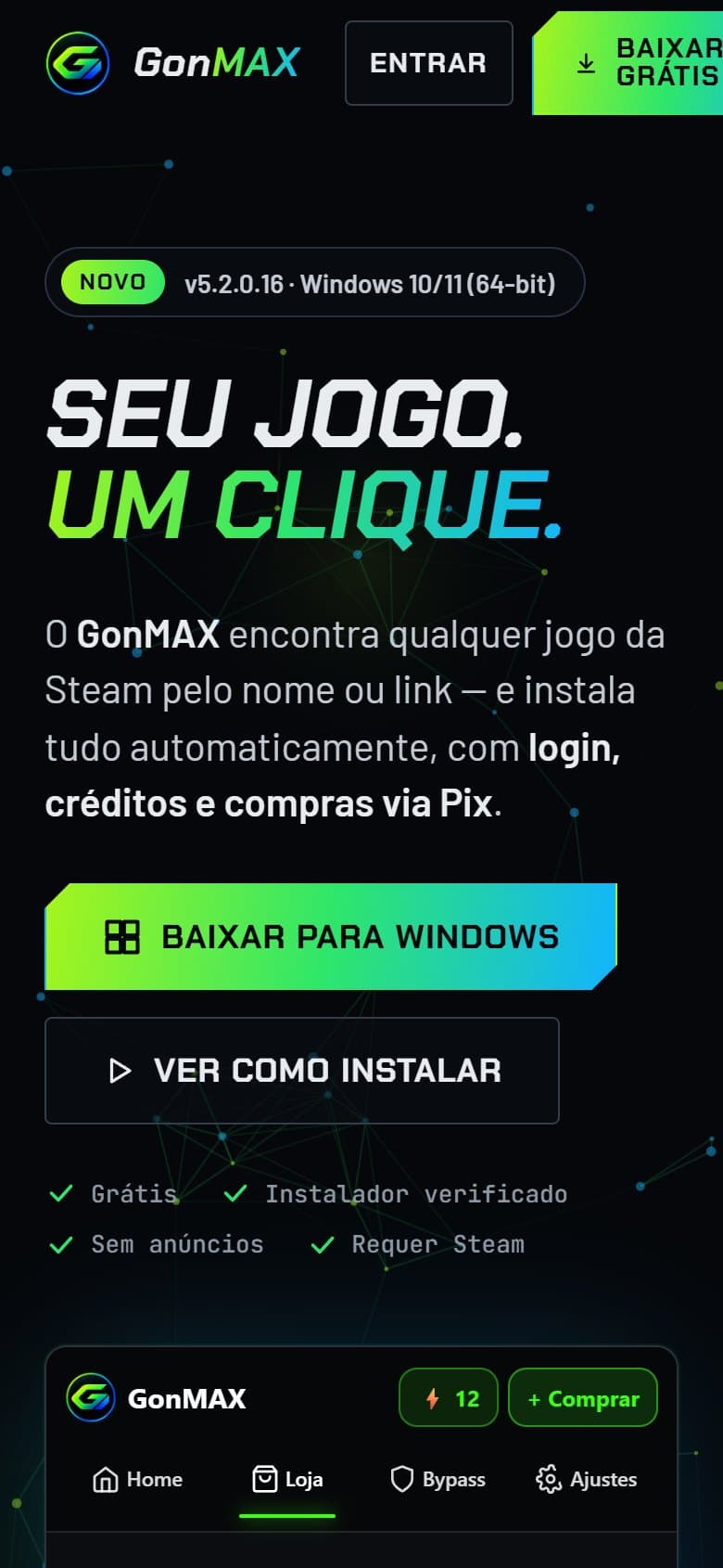 Tela do projeto GonMAX