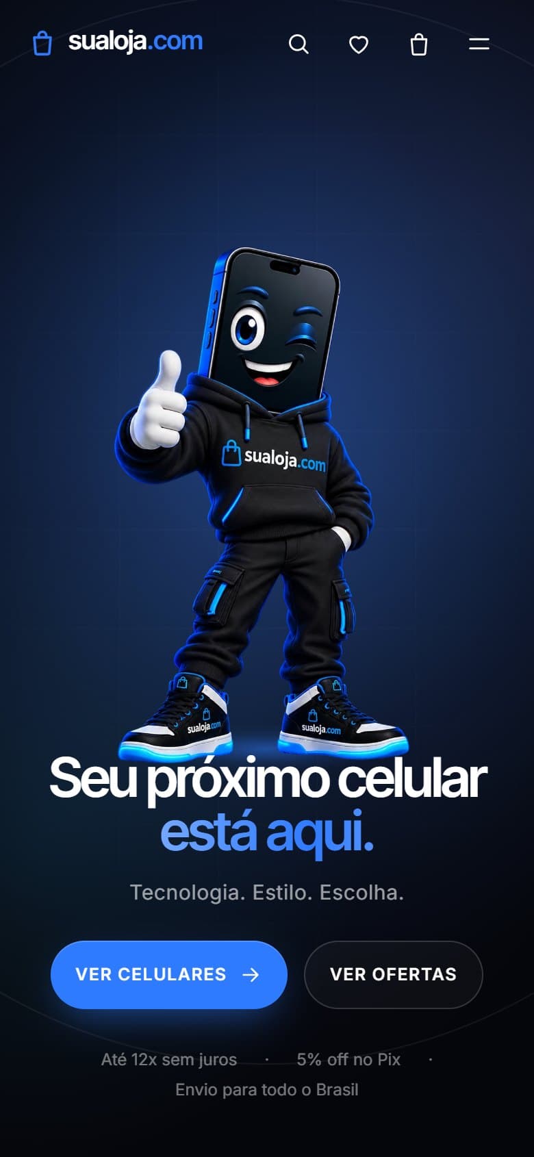 Tela do projeto sualoja.com — Celulares